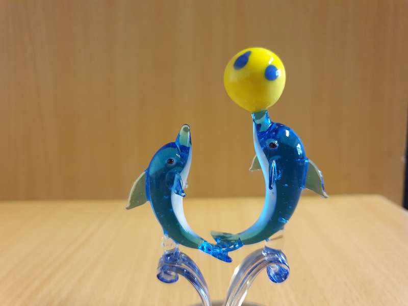 Small Glass Dolphin Figurine - height 10cm width 7cm