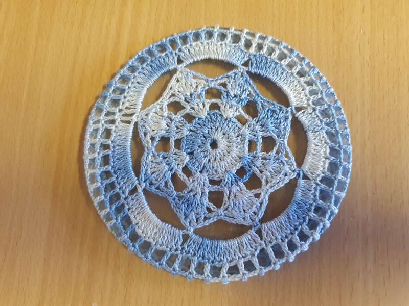 Set of 6 Crochet Doilie Covered Coasters - width 12cm