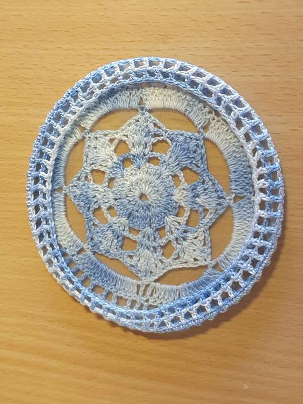 Set of 6 Crochet Doilie Covered Coasters - width 12cm