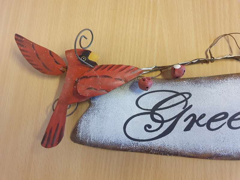 Metal `Greetings` Sign - 38cm x 12cm