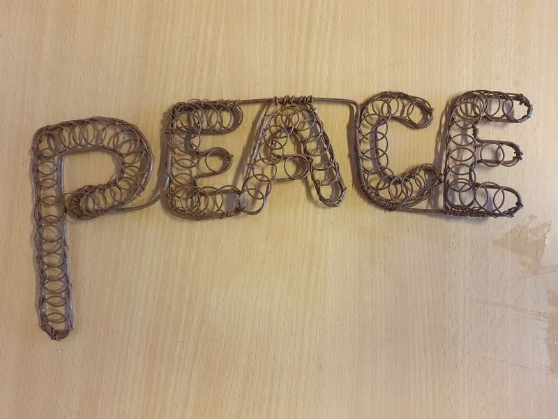 Rustic Metal `Peace` Sign - 34cm x 14cm