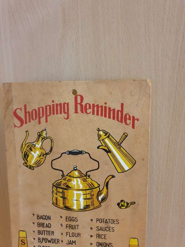 Vintage Wooden Wall Sign - Shopping Reminder - 30cm x 15cm