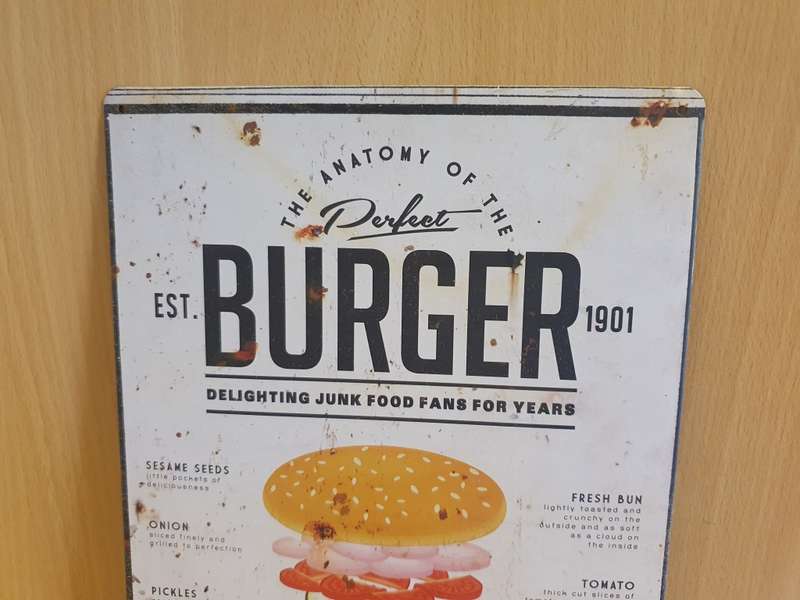 Metal Wall Sign - The Anatomy of the Perfect Burger - 30cm x 20cm