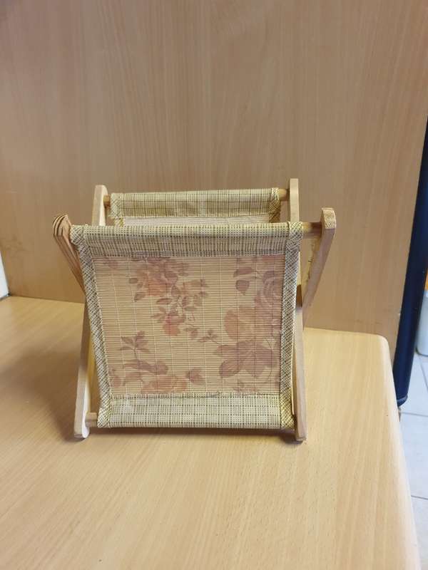 Vintage Folding Knitting Basket - 20cm x 15cm height 20cm
