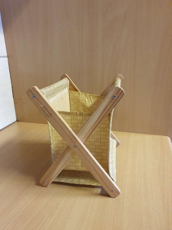 Vintage Folding Knitting Basket - 20cm x 15cm height 20cm