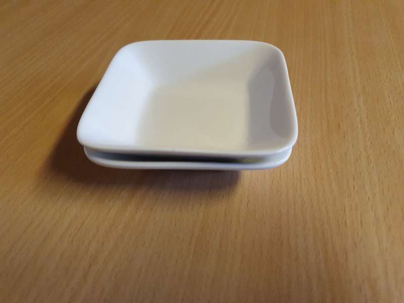Set of 2 Small White Ceramic Sauce Bowls - 9cm x 9xm height 2cm