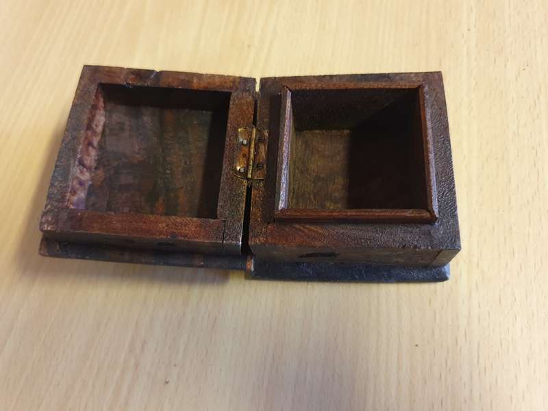 Carved Wooden Box - 8cm x 8cm height 5cm