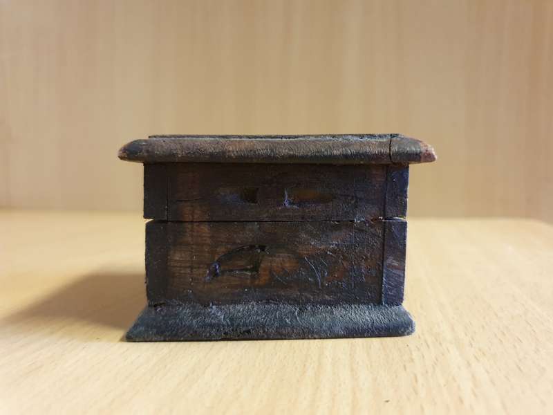 Carved Wooden Box - 8cm x 8cm height 5cm