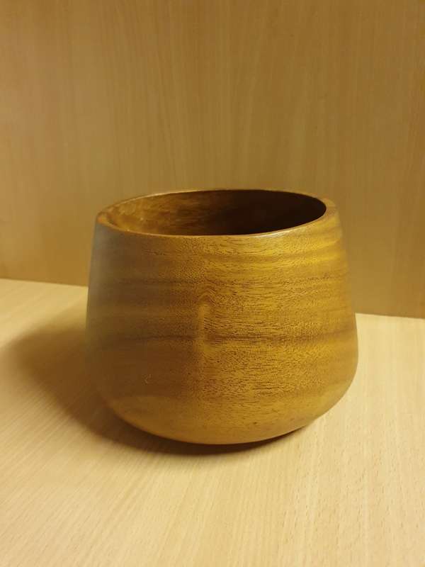 Round Wooden Bowl - height 15cm width 17cm