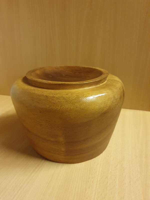 Round Wooden Bowl - height 15cm width 17cm