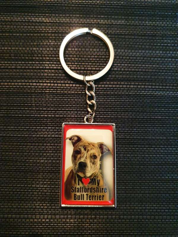I Love My Staffordshire Bull Terrier Keychain/Keyring