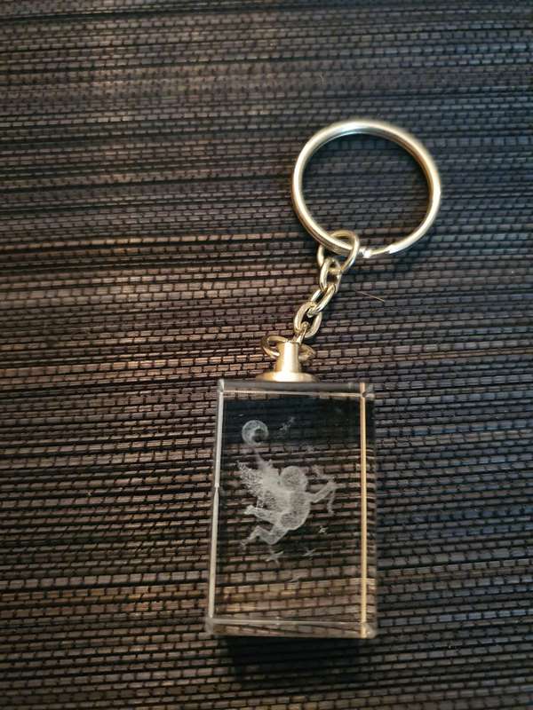 Mini Glass Angel Paperweight Keyring/Keychain (3cm x 2cm)