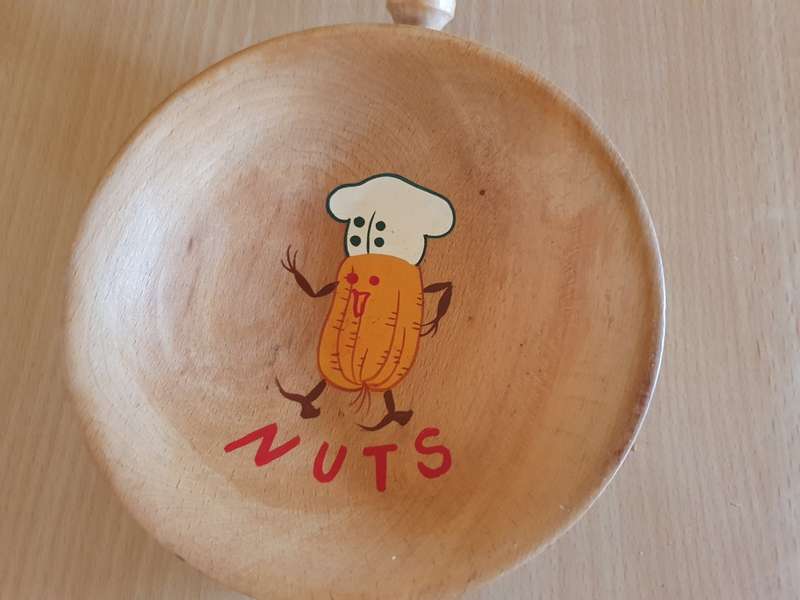 Vintage Wooden Pan Shape Nut Dish
