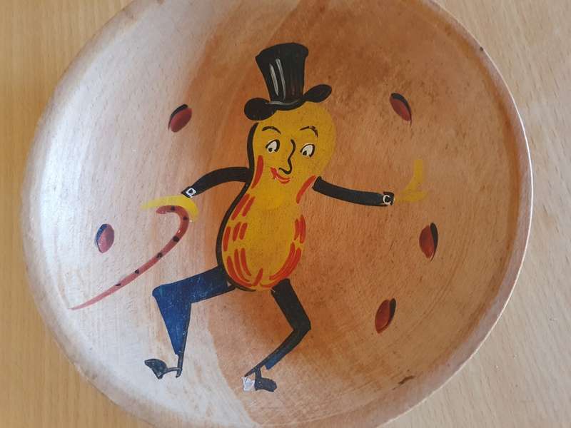 Vintage Wooden Pan Shape Nut Dish