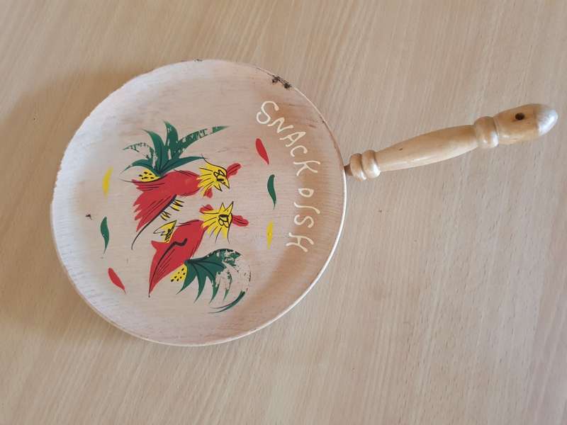 Vintage Wooden Pan Shape Snack Dish