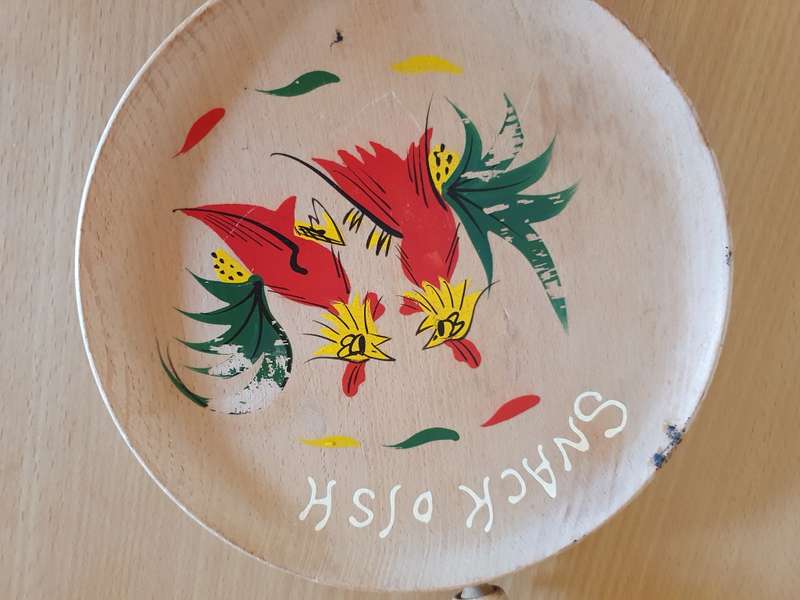 Vintage Wooden Pan Shape Snack Dish