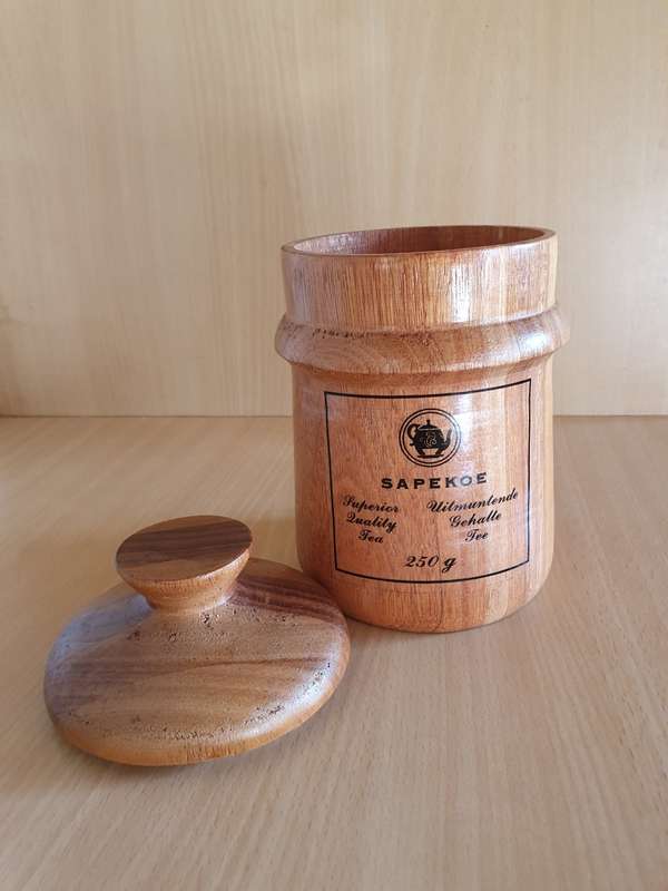 Wooden Storage Jar - height 17cm width 11cm