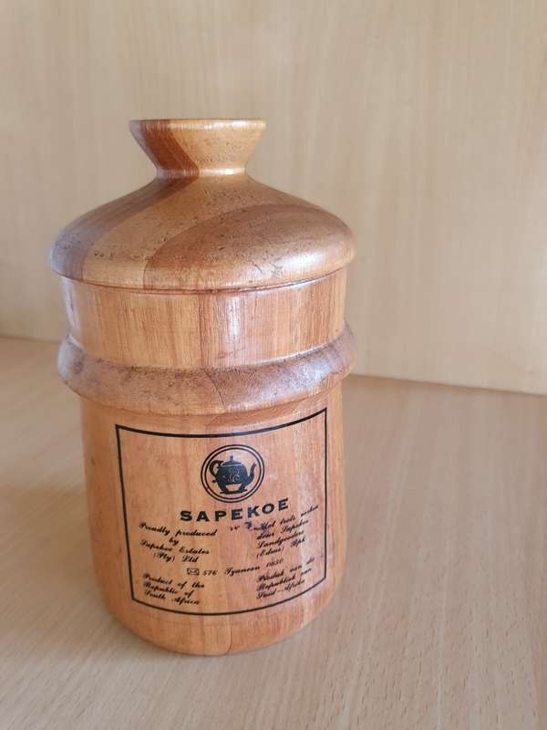 Wooden Storage Jar - height 17cm width 11cm