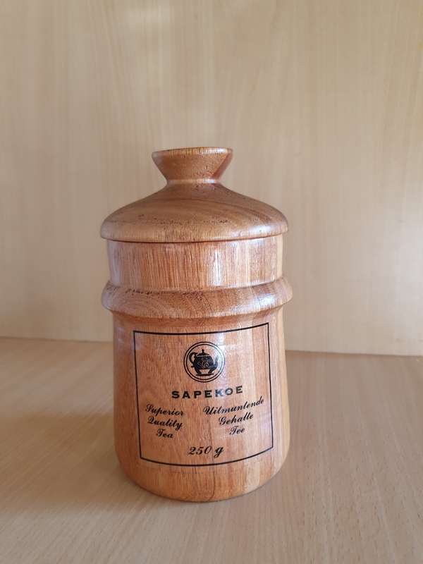 Wooden Storage Jar - height 17cm width 11cm