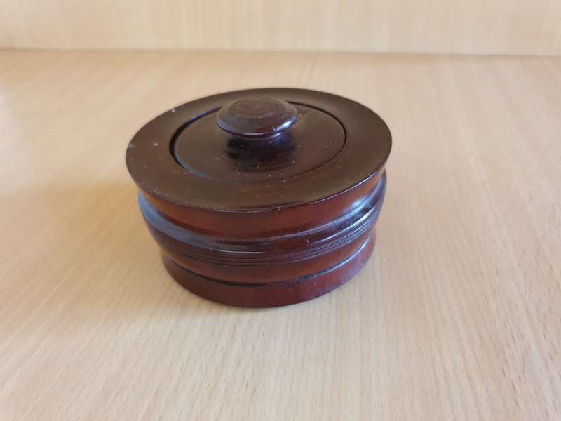 Lidded Wooden Trinket Holder - width 10cm height 5cm
