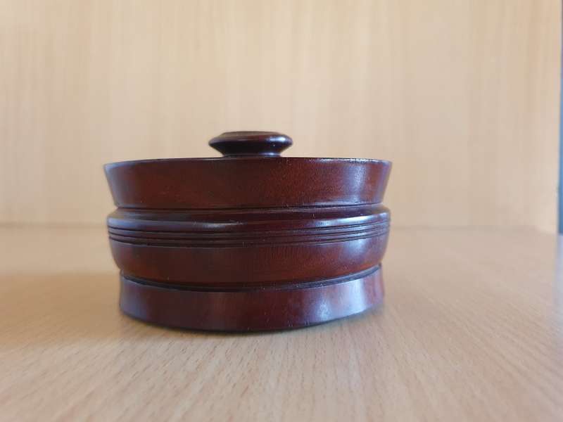 Lidded Wooden Trinket Holder - width 10cm height 5cm