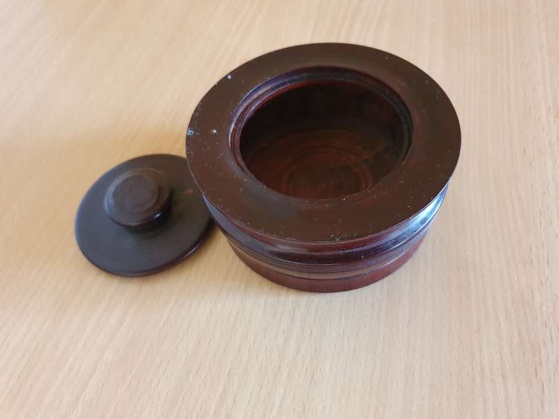 Lidded Wooden Trinket Holder - width 10cm height 5cm