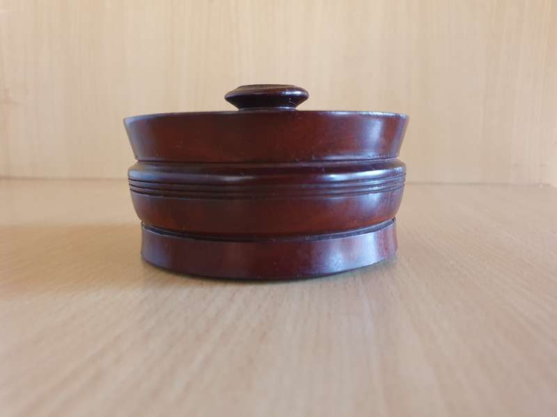Lidded Wooden Trinket Holder - width 10cm height 5cm