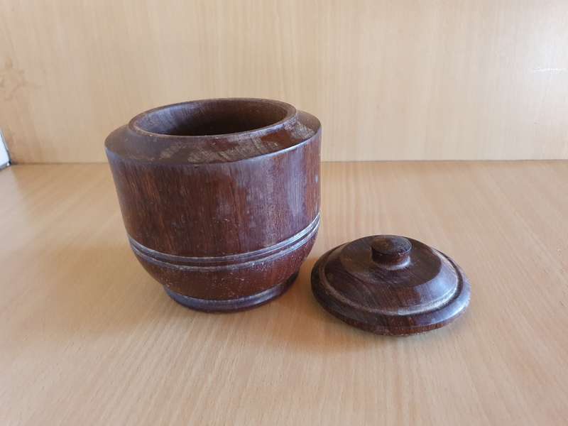 Wooden Lidded Jar - Height 11cm width 13cm
