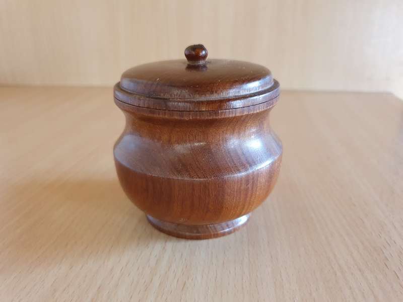 Lidded Wooden Jar - height 7cm width 10cm