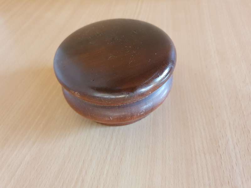 Lidded Wooden Trinket Holder - width 12cm height 6cm
