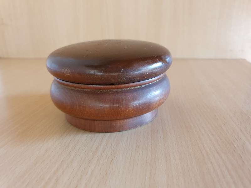Lidded Wooden Trinket Holder - width 12cm height 6cm