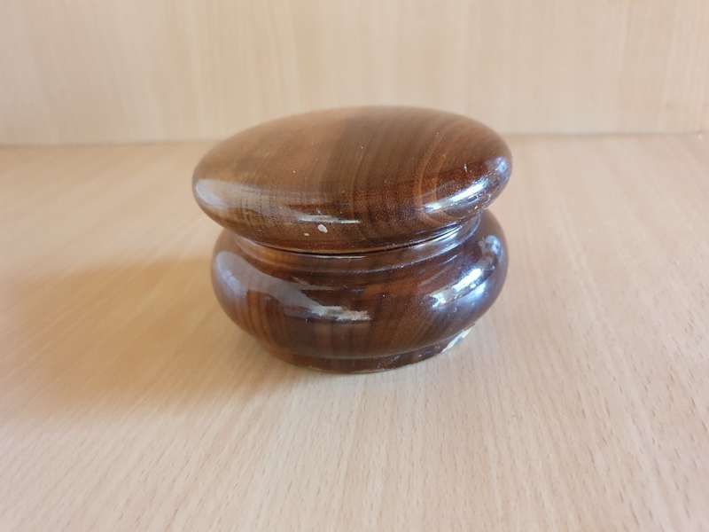 Lidded Wooden Trinket Holder - width 10cm height 6cm