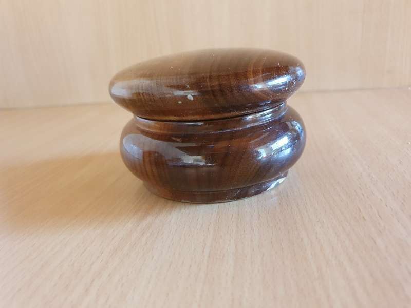 Lidded Wooden Trinket Holder - width 10cm height 6cm