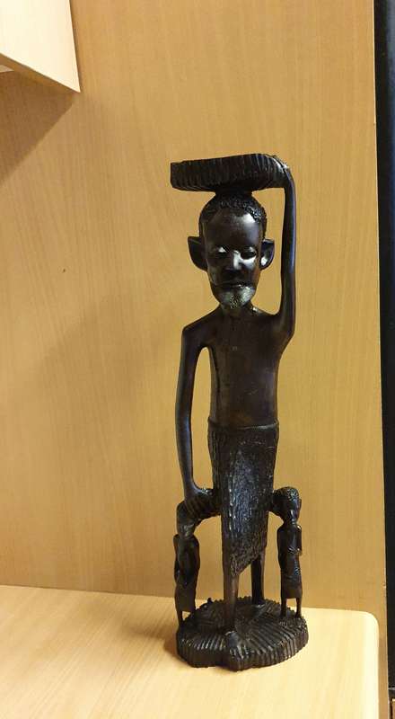 Carved Wooden Figurine - Man with Children