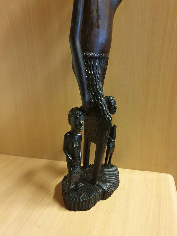 Carved Wooden Figurine - Man with Children