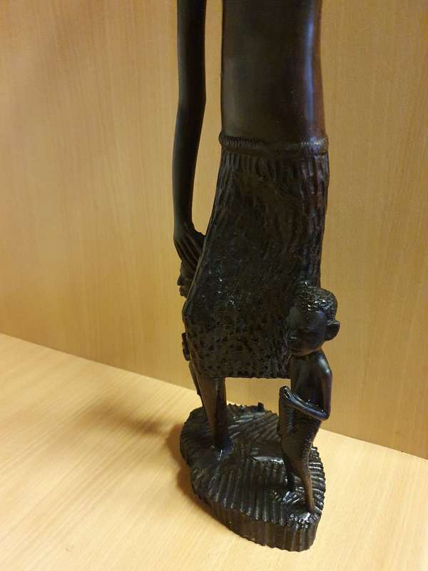 Carved Wooden Figurine - Man with Children