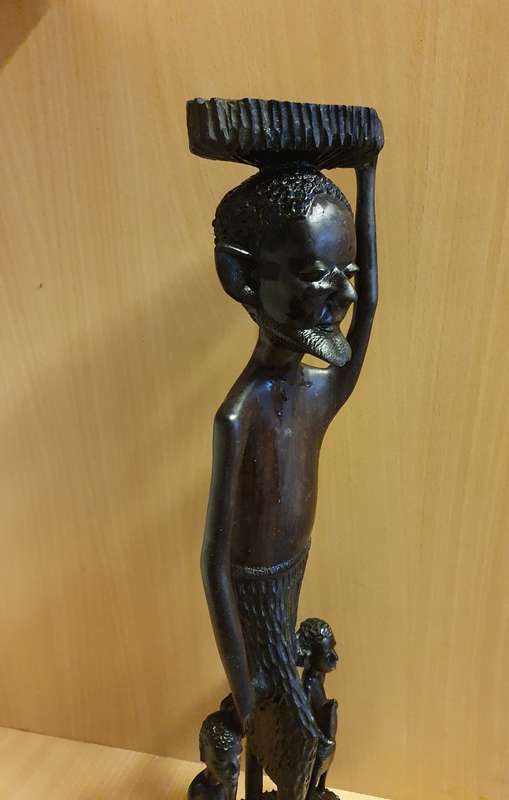 Carved Wooden Figurine - Man with Children
