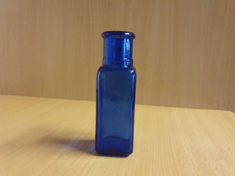 Small Cobalt Blue Glass Bottle - height 12cm width 4cm
