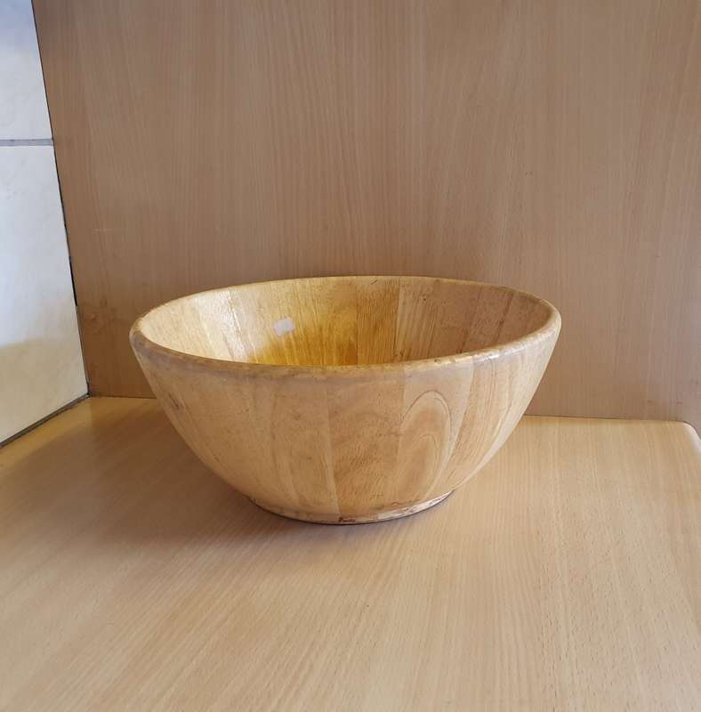 Large Round Wooden Bowl - width 29cm height 13cm