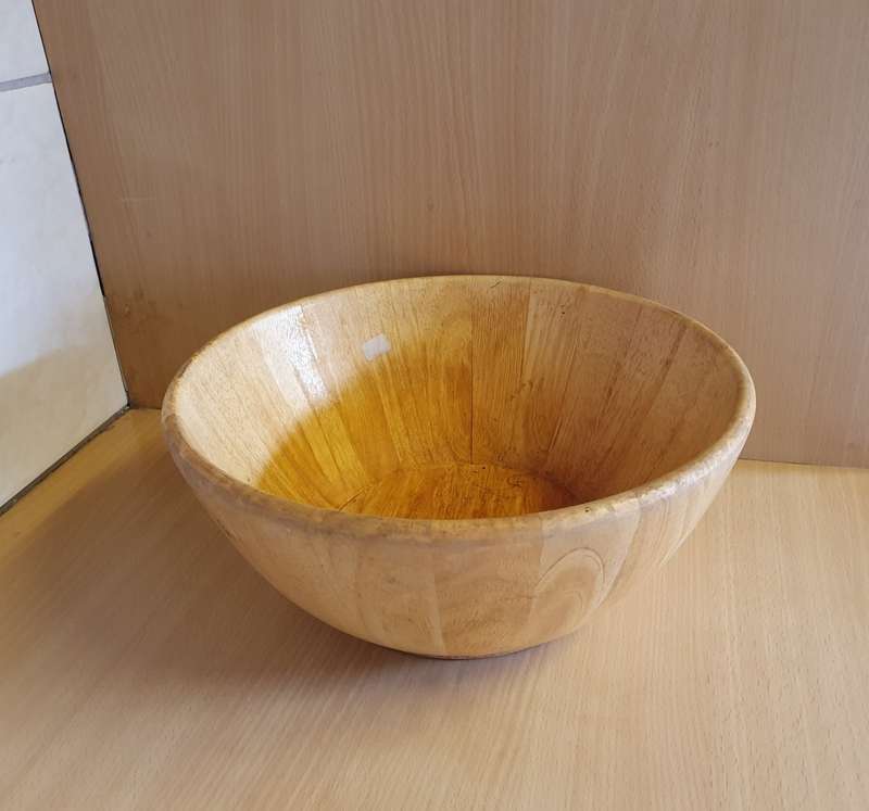 Large Round Wooden Bowl - width 29cm height 13cm