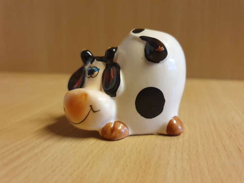 Small Ceramic Cow Figurine Toothpick Holder