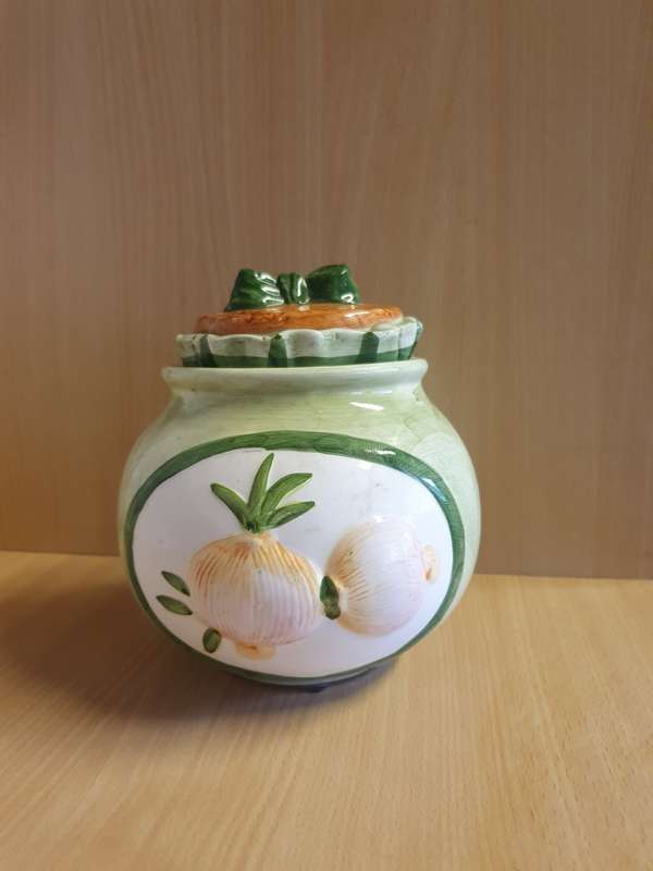 Ceramic Onion/Garlic Lidded Storage Jar