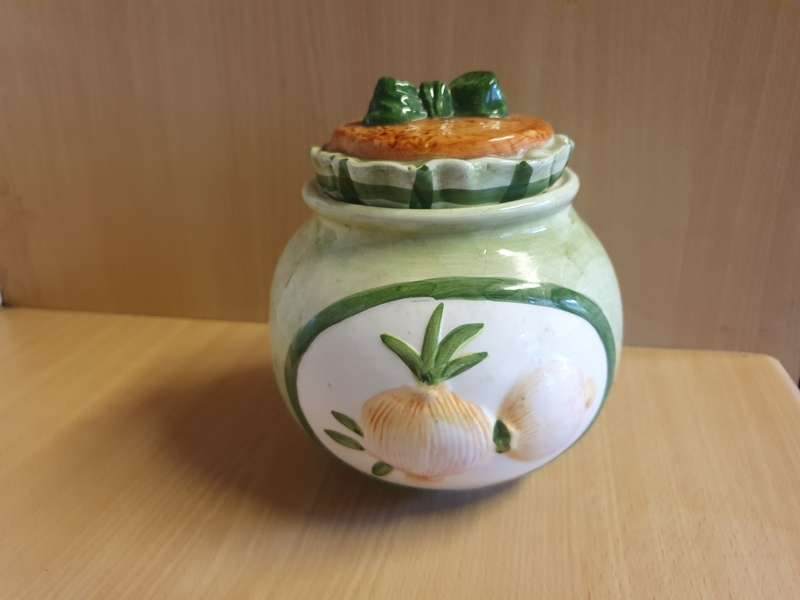Ceramic Onion/Garlic Lidded Storage Jar