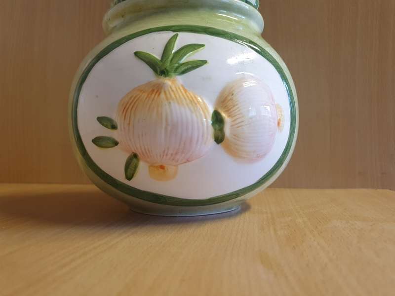 Ceramic Onion/Garlic Lidded Storage Jar
