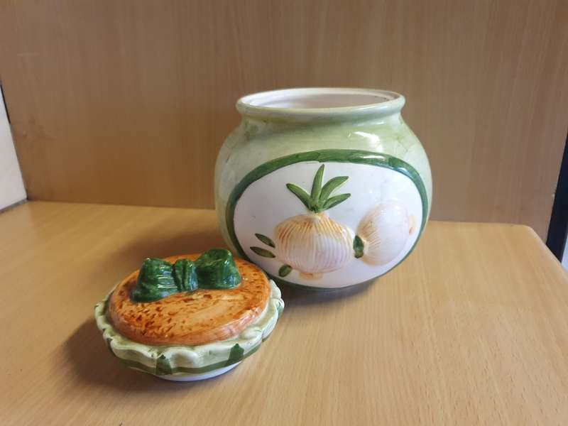 Ceramic Onion/Garlic Lidded Storage Jar