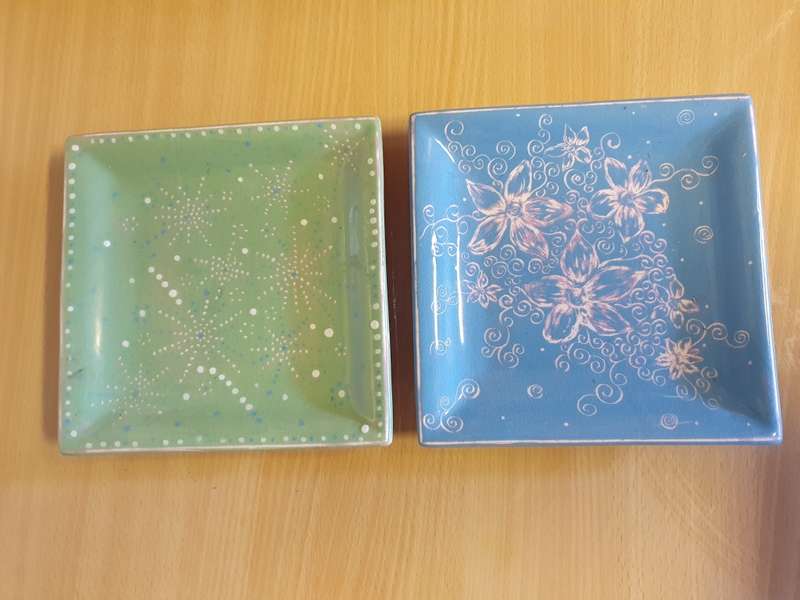 Set of 2 Square Shape Ceramic Platter (18cm x 18cm)