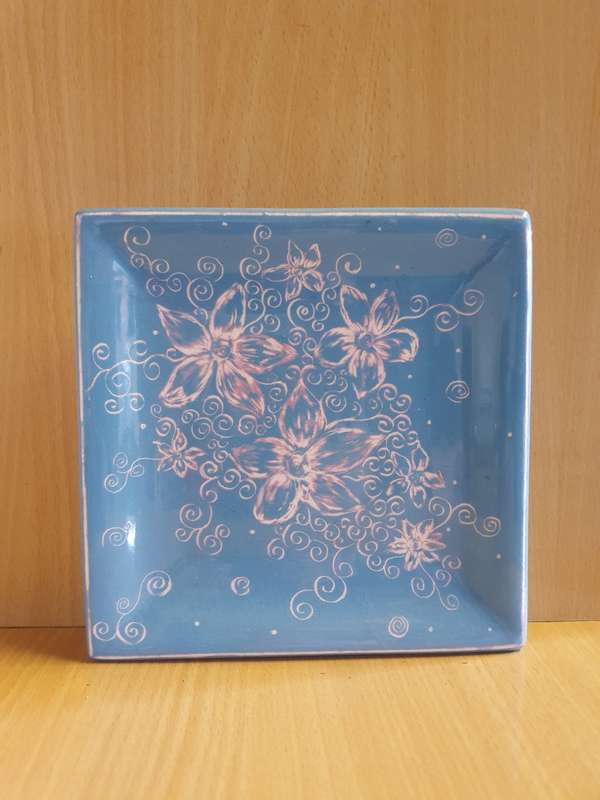 Set of 2 Square Shape Ceramic Platter (18cm x 18cm)