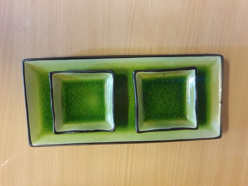 Set of 3 Green Ceramic Platters