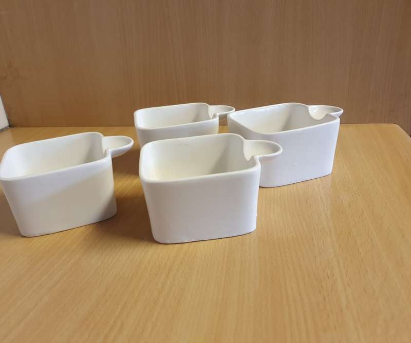 Set of 4 White Porcelain Snack Bowls
