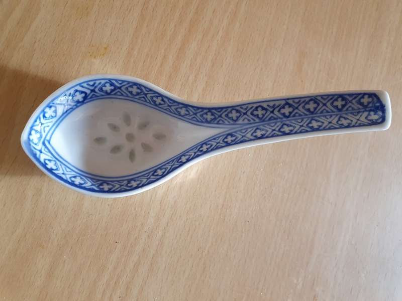 Small Chinese Blue & White Porcelain Rice Spoon